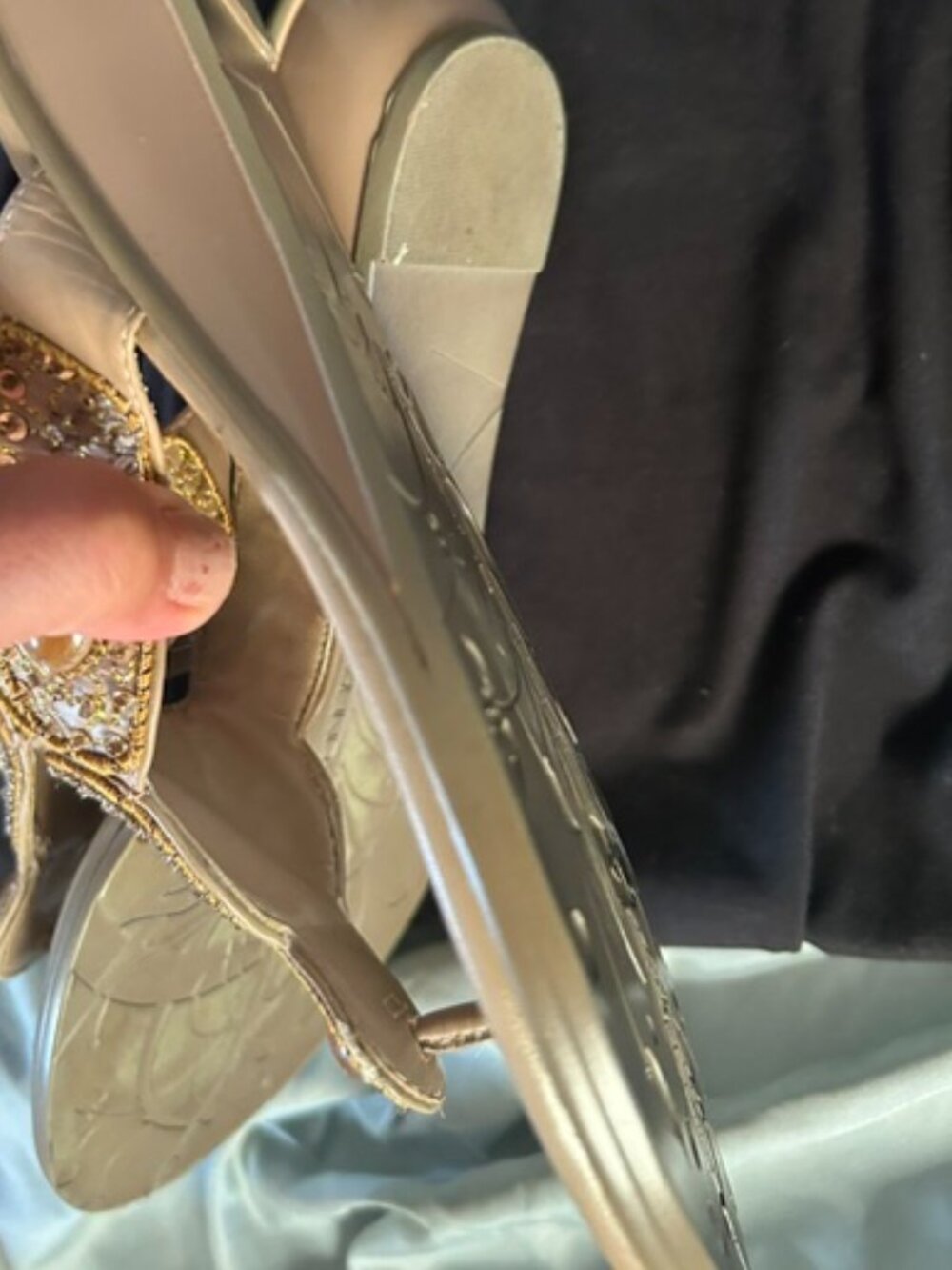 size 81/2 8.5 womens gold bling shoes sandals 8 1/2 eight - Picture 5 of 8